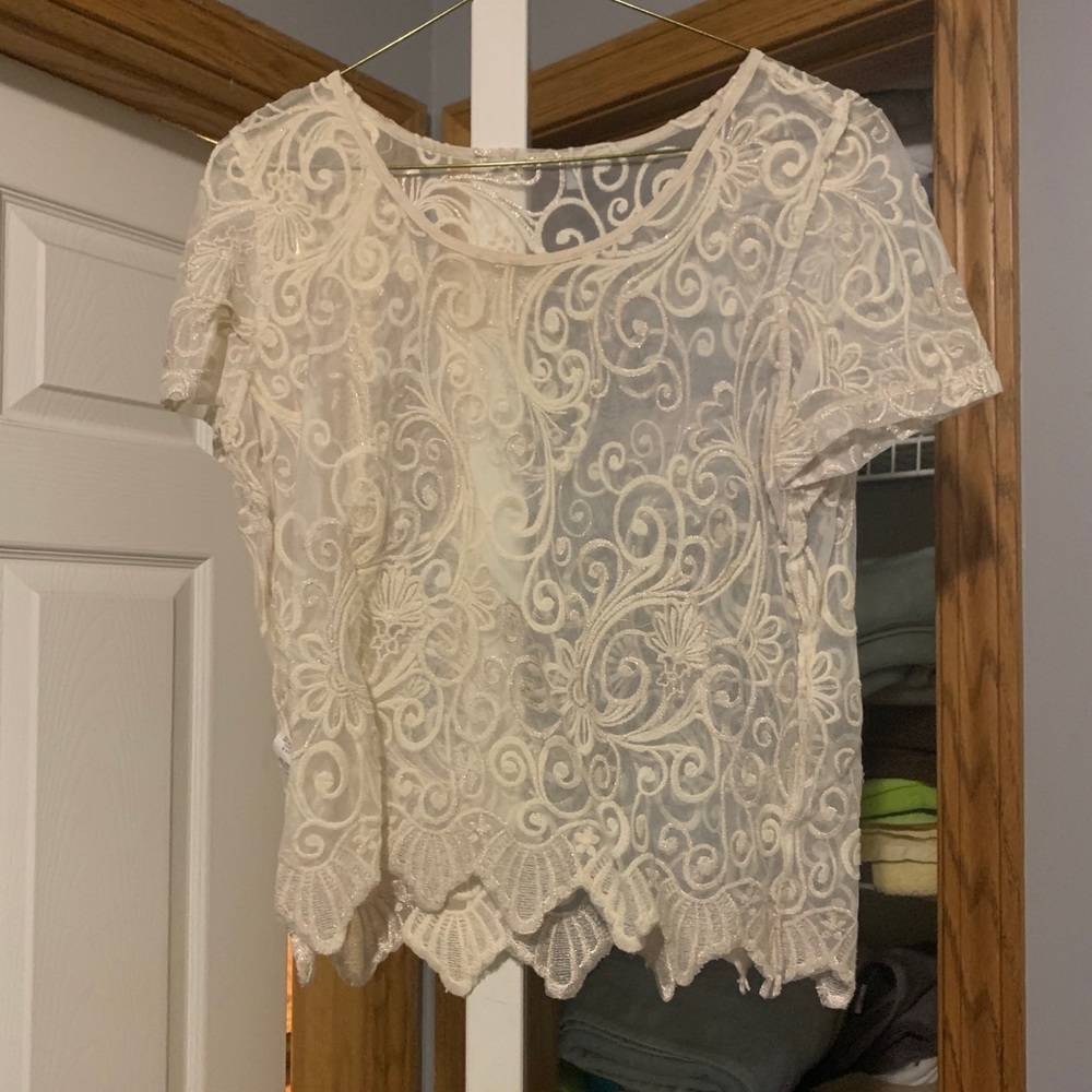 Sheer glitter crop top